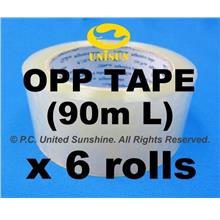Transparent Plastic OPP TAPE 48mm x 90m L x 6 ROLLS for Packaging