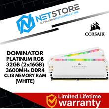 CORSAIR DOMINATOR PLATINUM RGB 32GB (2x16GB) DDR4 3600MHZ RAM WHITE