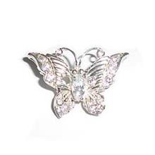 CZ Sterling Silver Butterfly Brooch - BR8335