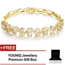 YOUNIQ Crescent CZ 18K Gold Plated Bracelet (White)