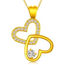 YOUNIQ Premium Lovey 24K Gold Plated Pendant Necklace W/Cubic Zirconia