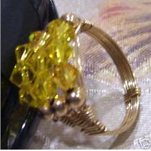 14K Gold Fillled Swarovski Crystal Ring Suasa E Size 13