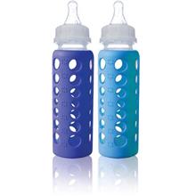 Cherub Baby Glass w Colour Change Silicone Sleeve 240mL Twin pack