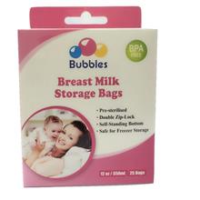 Bubbles Double Zip-Lock Breast Milk Storage Bags 12oz-25 bags