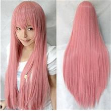 Cosplay pink straight wig/ready stock/ rambut palsu