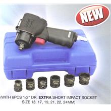 Kuani KI-1469K 1/2' Dr. Super Duty Mini Air Impact Wrench Kit Set