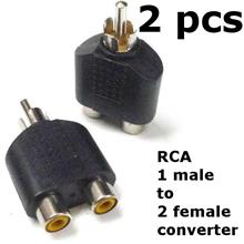 2pcs of 1 to 2 RCA Male to 2 RCA Female Spliter Audio Adapter AV