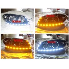 Toyota Vios `03 LED Ring Crystal Head Lamp Black 2-Function DRL