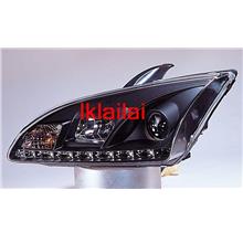 FORD FOCUS '05-'08 Crystal Projector Head Lamp Black DRL Look