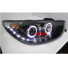 Hyundai Tucson iX35 Projector Head Lamp Double LED Ring [R8 Look]