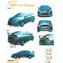 Honda City '09 Mugen Style Full Set Skirting + Spoiler PU Body Kit