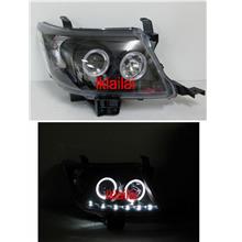 Toyota Hilux Vigo `11 Projector Head Lamp Black LED+DRL