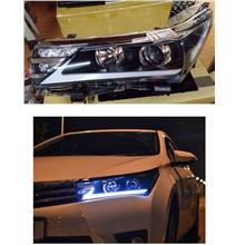 Toyota Altis 2014-2017 Light Bar LED Projector Head Lamp Black Housing