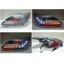 Ford Focus '09 Projector Head Lamp with LED Signal [Black Housing]