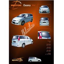 Proton Exora '09-11 Wish Style Full Set Body Kit PU Skirting + Spoiler