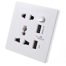JOLLYFLYING Dual USB Wall Power Socket with Indicator Light and Switch