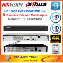 Dahua HiK Vision XMEye CCTV 8-Channels 2MP HD-1080 DVR Recorder
