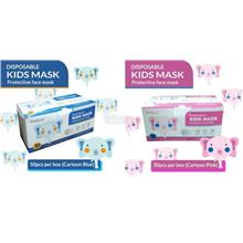Covid-19 Medical Disposable 3Ply Kid Face Mask Ear Loop Blue Pink 50Pc