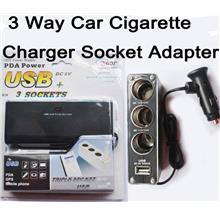 3 Way Auto Car Cigarette Lighter Socket Splitter 12V Charger Power Ada