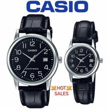 CASIO MEN &amp;WOMEN COUPLE ORIGINAL (V002L-1B) LEATHER WATCH