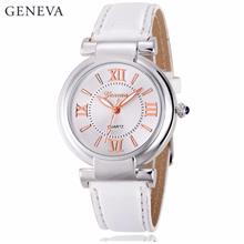 Geneva Elegant Dress Leather Quartz Wristwatch Fashion Women's Watch