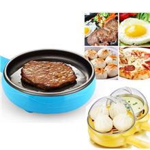 2 in 1 Mini Electric Frying Pan and Egg Cooker Boiler Steamer