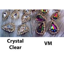 Teardrop Sew On Rhinestones Crystal Clear VM DIY Gold Montee Button