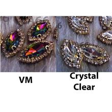 Navette Sew On Rhinestones VM n Crystal Clear DIY 4 hole Gold Beads