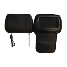 2 X 7 &quot; TFT LCD Monitor Headrest With Universal Mount Pillow Black Grey B