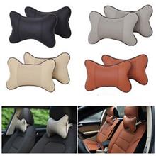 Breathable PU Leather Car Neck Rest Pillow Bone Shape (Set Of 2)