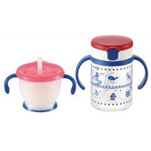 Richell AQ Straw Cup Mug Set Navy Blue