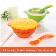 Simba Anti-Scald Silicone Suction Bowl &amp; Thermochromic Spoon &amp; Fork S