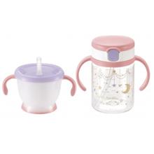 Richell AQ Straw Cup Mug Set Pink