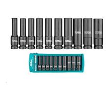 TOTAL HEAVY DUTY 1/2 &rdquo; CR-MO DEEP IMPACT SOCKET SET - 10PCS