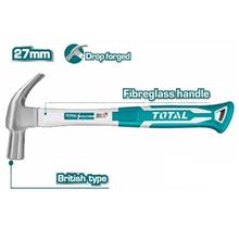 TOTAL HEAVY DUTY BRITISH TYPE FIBRE HANDLE CLAW HAMMER - 27MM