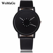 Womage Trendy Simple Leather Fashion Women's &amp; Men's Unisex Watch (Black)