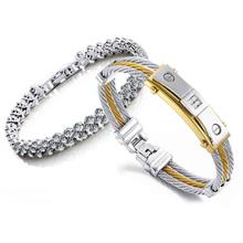 Youniq Platinum Plated Silver Bracelet &amp; Full Steel Line Bracelet (Couple