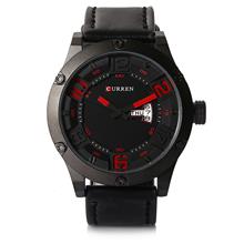 Curren 8251 Men's Genuine Leather Strap Watch with Day &amp; Date Display