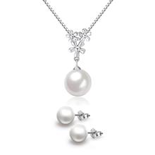Youniq Pearl Drop 925 Sterling Silver Necklace Pendant &amp; Earrings Set