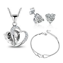 Youniq Aegean Love 925s Silver Necklace Pendant White Cz Earrings &amp; Brace