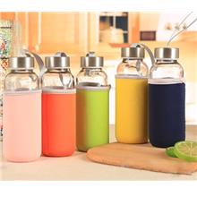 Fashion Glass Water Bottle 420ML With Non Slip Cover (Random Color)