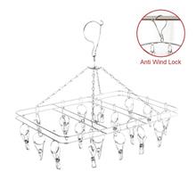 Stainless Steel Laundry 24 Clips Cloth Hanger With Anti Wind Lock