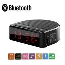Wireless Desktop Bluetooth Time LED Display Alarm Clock Stereo Speaker FM Radi