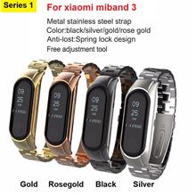 Replacement Stainless Steel Strap Leather Strap for Xiaomi Miband 3
