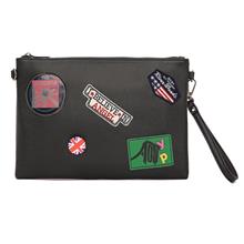Leather Clutch Bag with Sling Hand Pouch for iPad Badges Casual Fashion Wallet