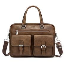 Jeep Buluo Men Business Vintage Briefcase Leather Shoulder Sling Messenger Bag