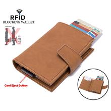 RFID Blocking Wallet Leather Credit Card Holder for Men and Women Security Tra