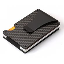 RFID US Ridge Slim Black Carbon Fiber Credit Card Holder Metal Simple Wallet