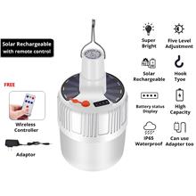 Solar LED Outdoor Emergency Light Bulb Bright Waterproof IP65 Adapter Recharge
