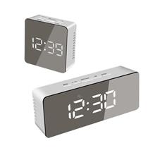 USB Mirror Alarm Clock Time Display 5.5 &quot; LED Dimmer Snooze Temperature